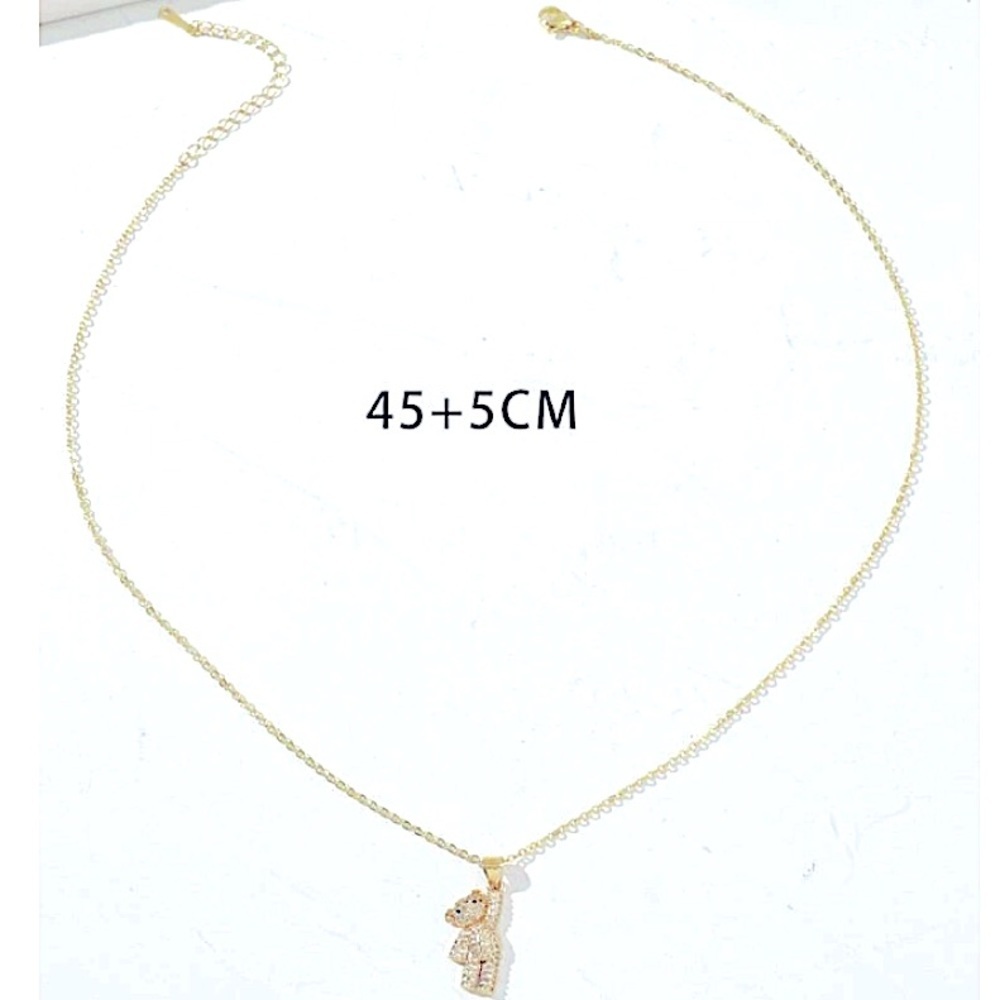 Teddy Bear Gold Plated Zircon Charm Pendant Necklace - Picture 6 of 6